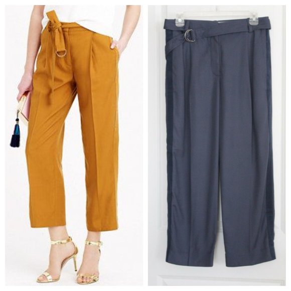 J. Crew Pants - JCREW Blue CROPPED WIDE LEG TROUSER WITH TUX STRIp